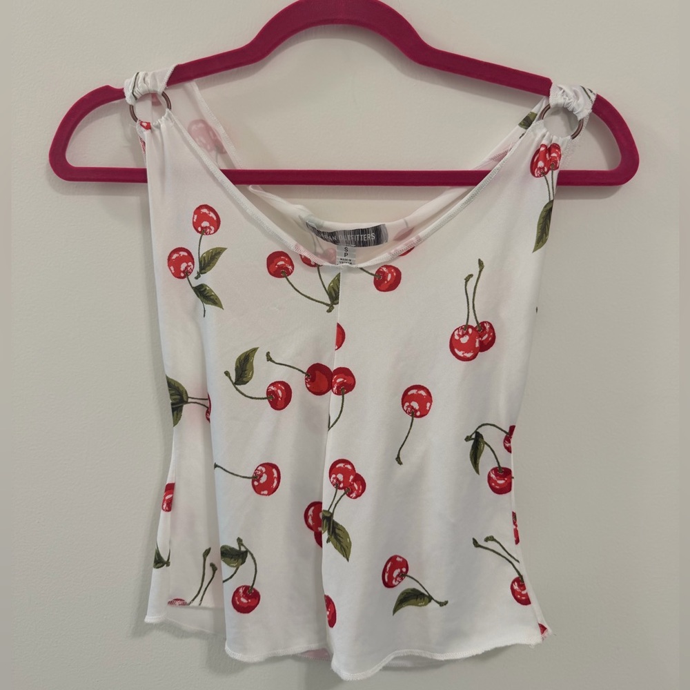 Urban Outfitters Cherry Print Ring Strap Top – Size S - Picture 2 of 5